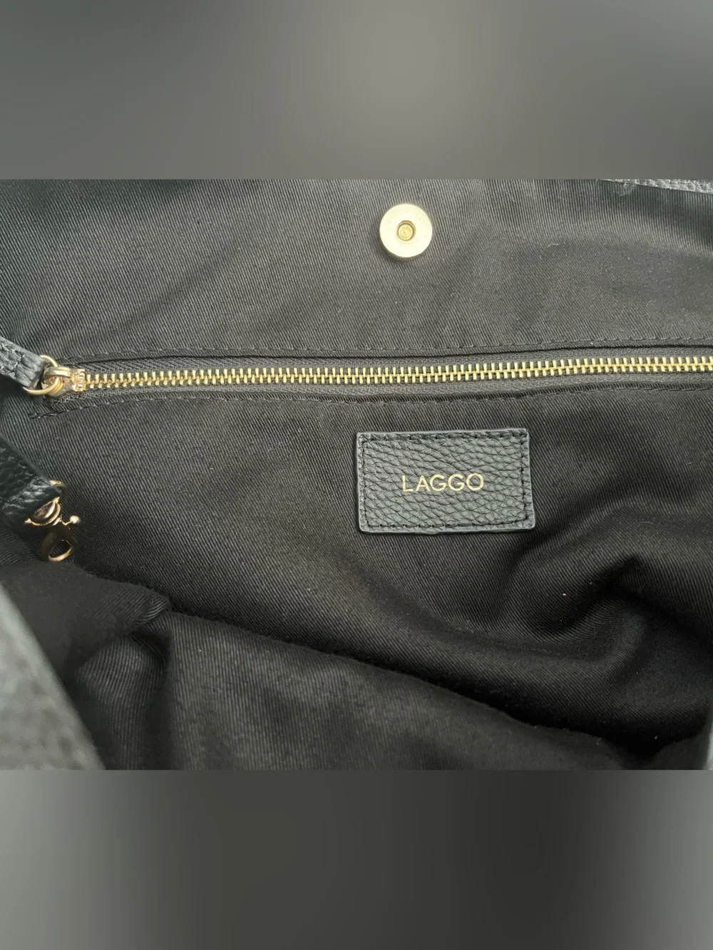 Laggo Siena Black Leather Tote Bag